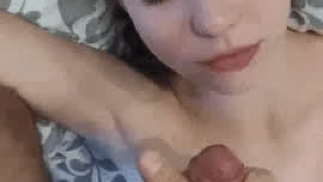 Cute little face covered in cum