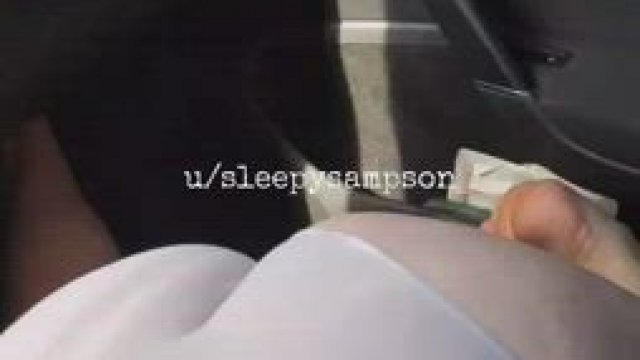 Showing off my panties on the highway while I suck dad