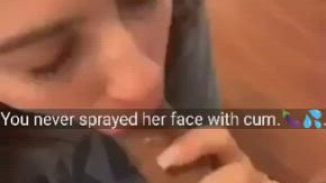 You never sprayed her face with cum, but this new guy didn't care at all.