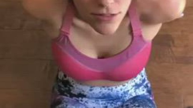 Sexy workout beauty gets covered in cum