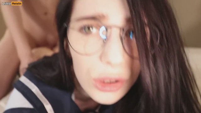 Student cosplayer with glasses getting rough fuck
