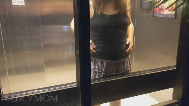 Having fun in the glass elevator [GIF]