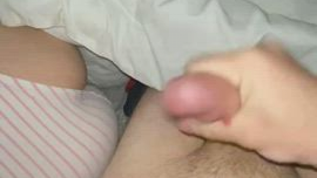Watch me shoot a thick glob of cum all over her chubby ass