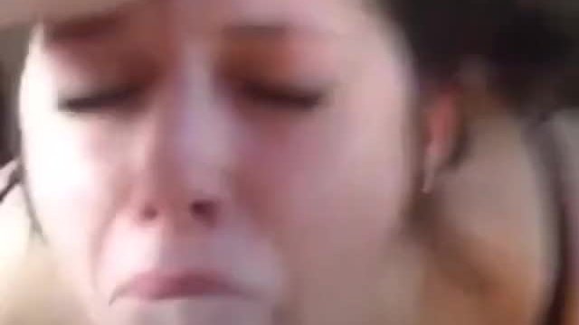 Pigtailed young girl gets facial from big penis