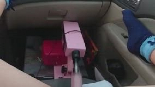 POV car fun with toy fuck machine