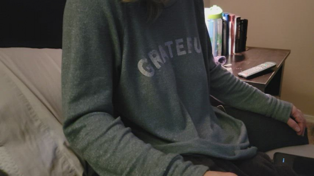 Small frame, huge natural tits hidden in sweater [Gif]