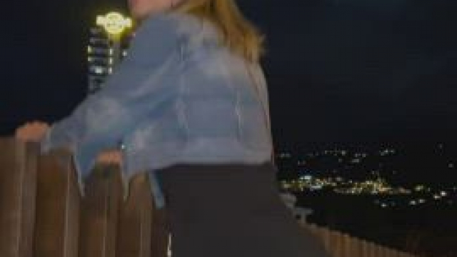 Sexy whore flashing in public