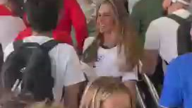 English whore shows her boobs after England win in the world cup