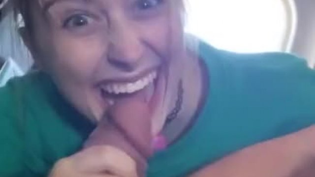 Cuty young girl sucks a huge penis on a public plane in front of everybody