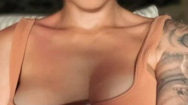 Blonde woman flashing her tits
