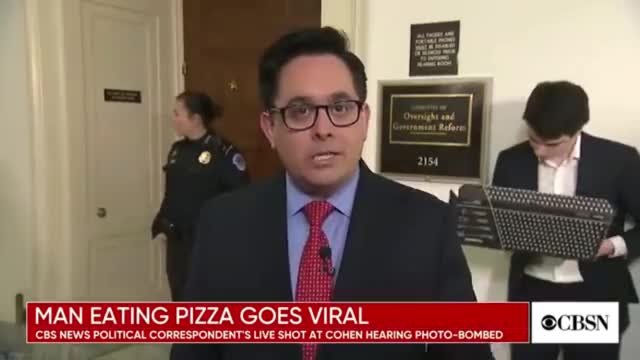 Man gets caught eating pizza on live TV. No shame.