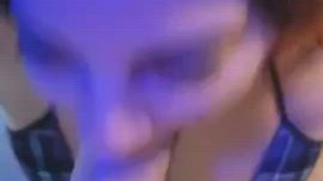 Worshipping his penis because that's all his doll is good for