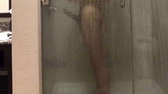 Stiff penis in the shower
