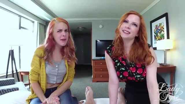 Red head Stepsis and Red head Stepmom shares Stepsons Cock