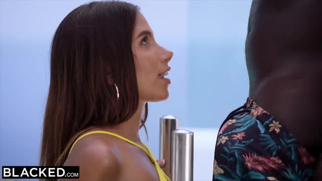 Cuty white chick gets a Big black cock present