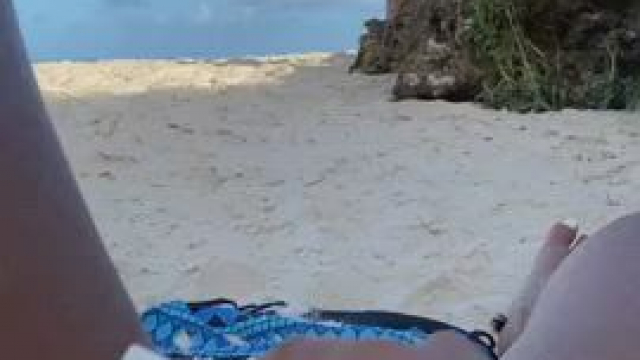Rubbing my cunt on one nudism beach. [F]