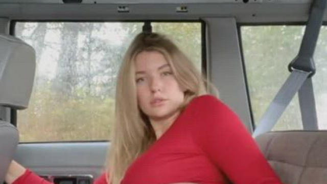 Sexy Blonde PAWG playing with her vagina in her car